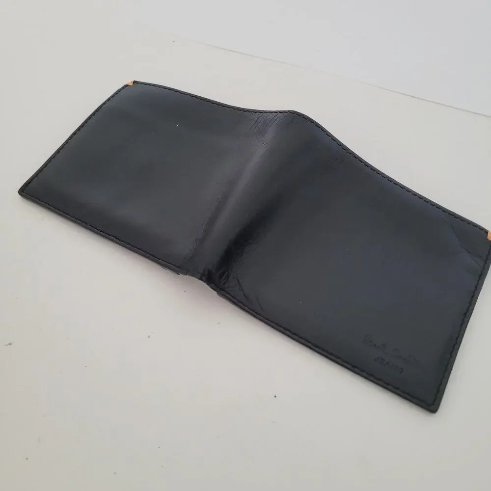 Paul Smith Jeans Unisex Leather Black Wallet Credit‎ Card ID Holder Bifold Logo